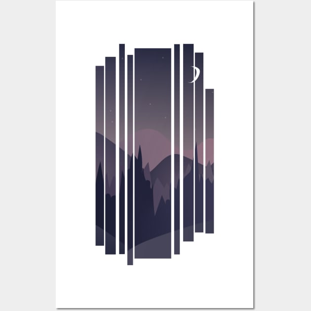 Night landscape illustration Wall Art by SaturnPrints